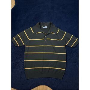 Vintage Towncraft Ban Lon Nylon Striped Shirt Polo Mens Large B11 Rockabilly